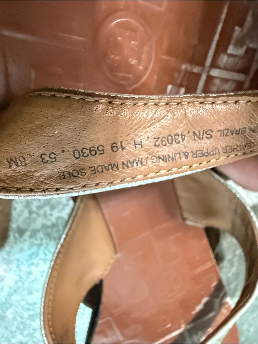 Tory Burch Metallic Gold Miller Thong Sandals with Brown Footbed